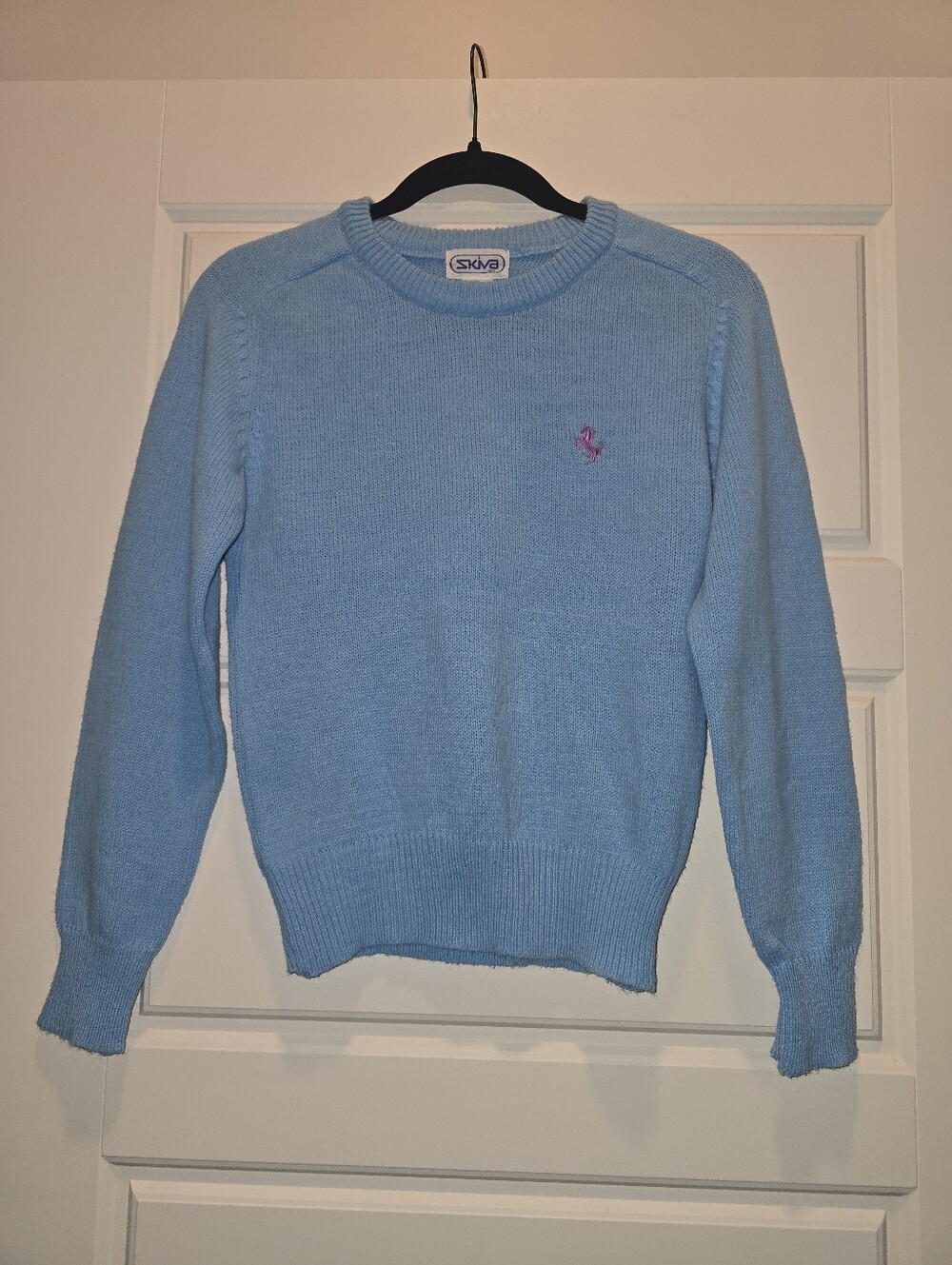 Vintage 70s/80s Skiva International Light Blue Knit Crewneck Sweater - Size M